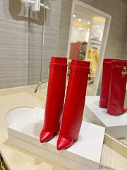 Givenchy Shark Lock Leather Knee-high Red Boots - 3