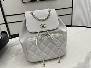 Chanel Backpack Grained Calfskin Gold White 23x15x25cm - 4