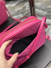 YSL Camera Lou Crossbody Bag Pink Suede 23x16x6cm - 6