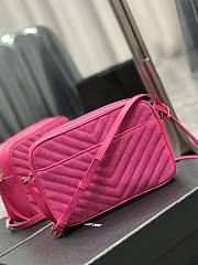 YSL Camera Lou Crossbody Bag Pink Suede 23x16x6cm - 5