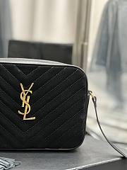 YSL Camera Lou Crossbody Bag Black Suede 23x16x6cm - 6