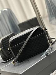 YSL Camera Lou Crossbody Bag Black Suede 23x16x6cm - 3