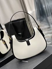 YSL Le Fermoir Leather Shoulder Bag White 24.5×18×7cm - 3