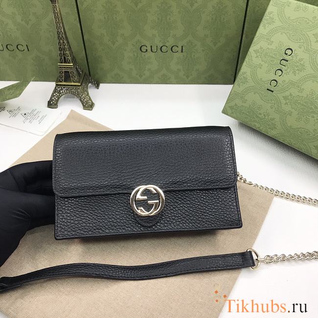 Gucci Interlocking Leather Mini Bag Black 20×12×4cm - 1