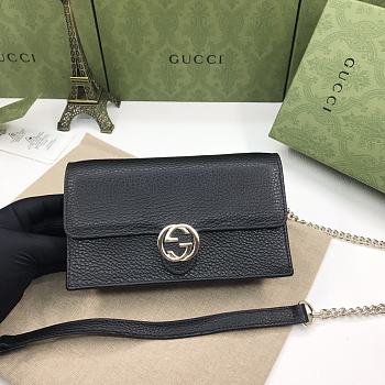 Gucci Interlocking Leather Mini Bag Black 20×12×4cm