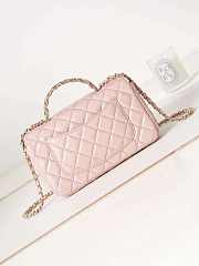 Chanel Camellia Flap With top Handle Bag Pink 21cm - 4