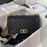 Chanel Boy Bag With Handle Caviar Gold Black 25x14.5x8cm - 1