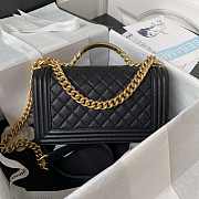 Chanel Boy Bag With Handle Caviar Gold Black 25x14.5x8cm - 3