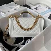Chanel Boy Bag With Handle Caviar Gold White 25x14.5x8cm - 2