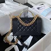 Chanel Boy Bag With Handle Caviar Gold Black 20x12x7cm - 4