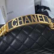 Chanel Boy Bag With Handle Caviar Gold Black 20x12x7cm - 5