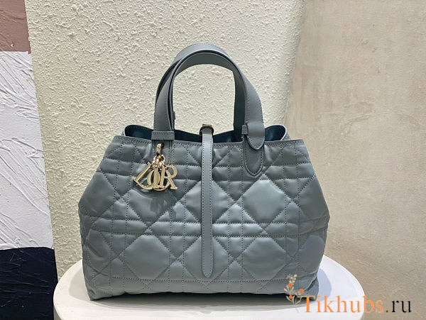 Dior Medium Toujours Bag Gray Macrocannage 28.5 x 21.5 x 19 cm - 1