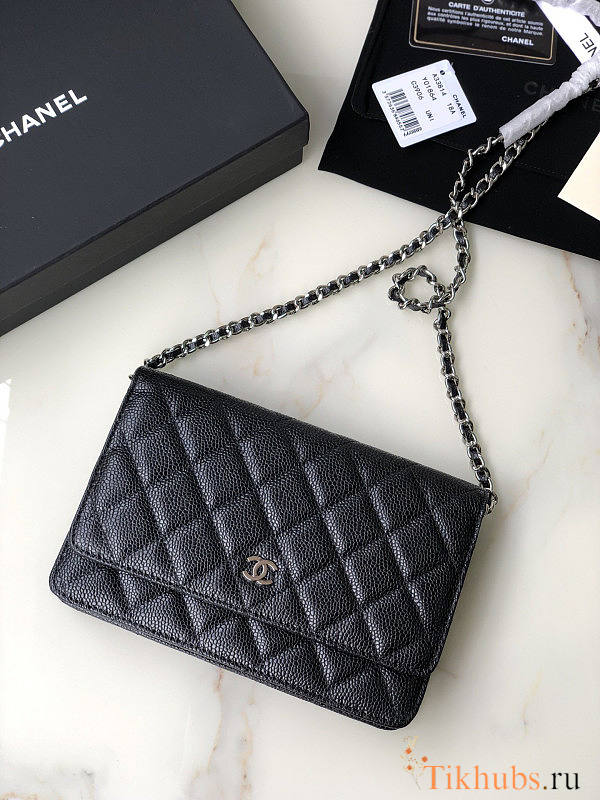 Chanel Wallet On Chain Caviar Black Silver 19x12x13cm - 1