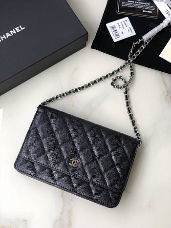 Chanel Wallet On Chain Caviar Black Silver 19x12x13cm