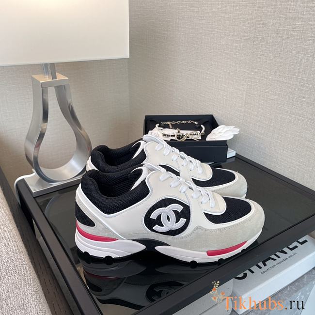 Chanel White Black Pink Sneaker - 1