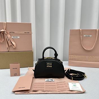 Miumiu Leather Bag With Handle Black 18x11.5x8cm
