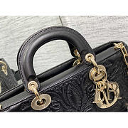 Dior Lady D-joy Black Lambskin with Ornamental 26 x 13.5 x 5 cm - 3