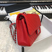 Chanel Flap Bag Chevron Red Caviar Silver 25cm - 4