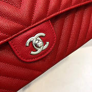 Chanel Flap Bag Chevron Red Caviar Silver 25cm - 2