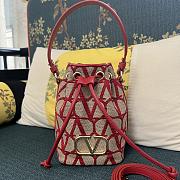 Valentino Vlogo Iconographe Mini Canvas Red Bucket Bag 12x18x10cm - 1