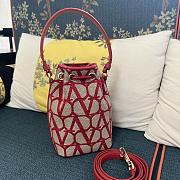 Valentino Vlogo Iconographe Mini Canvas Red Bucket Bag 12x18x10cm - 5