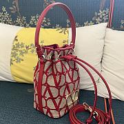 Valentino Vlogo Iconographe Mini Canvas Red Bucket Bag 12x18x10cm - 3