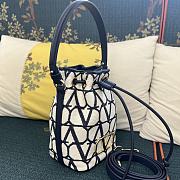 Valentino Vlogo Iconographe Mini Canvas Blue Bucket Bag 12x18x10cm - 3