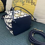 Valentino Vlogo Iconographe Mini Canvas Blue Bucket Bag 12x18x10cm - 2