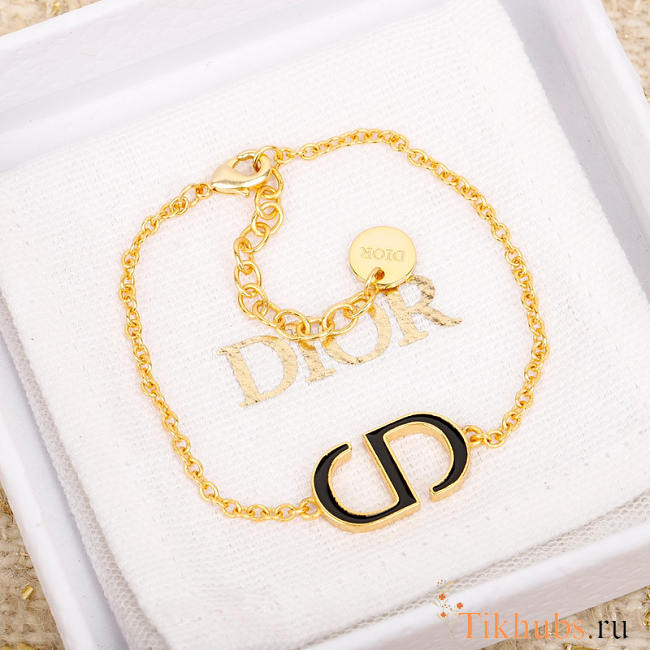 Dior Petit CD Bracelet Gold-Finish Metal and Black Lacquer - 1