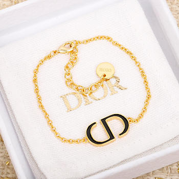 Dior Petit CD Bracelet Gold-Finish Metal and Black Lacquer