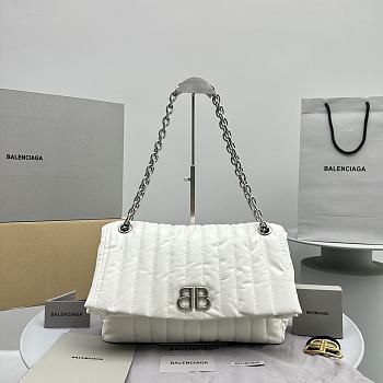 Balenciaga Monaco Medium Chain Bag Off White Silver 32.5x22x9.9cm