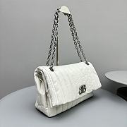 Balenciaga Monaco Medium Chain Bag Off White Silver 32.5x22x9.9cm - 6