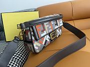 Fendi Baguette Multicolour Canvas Bag With FF Embroidery 27x15x6cm - 4