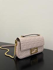 Fendi Baguette Chain Midi Pale Pink Leather Bag 24x14.5x7cm - 6