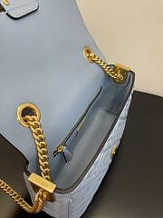 Fendi Baguette Chain Midi Light Blue Leather Bag 24x14.5x7cm - 2