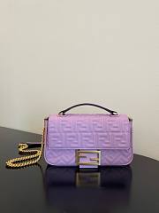 Fendi Baguette Chain Midi Purple Leather Bag 24x14.5x7cm - 1