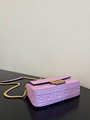 Fendi Baguette Chain Midi Purple Leather Bag 24x14.5x7cm - 4