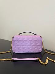 Fendi Baguette Chain Midi Purple Leather Bag 24x14.5x7cm - 3