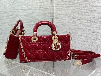 Dior Medium Lady D-joy Bag Red Patent 26x13.5x5cm