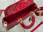 Dior Medium Lady D-joy Bag Red Patent 26x13.5x5cm - 6