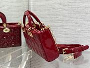 Dior Medium Lady D-joy Bag Red Patent 26x13.5x5cm - 5