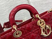 Dior Medium Lady D-joy Bag Red Patent 26x13.5x5cm - 2