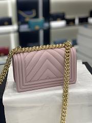 Chanel Small Leboy Bag Caviar Chevron Pink Gold 20cm - 5