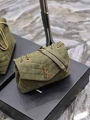 YSL Loulou Shoulder Bag Suede Green Gold 25cm - 4
