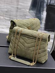 YSL Loulou Shoulder Bag Suede Green Gold 25cm - 3