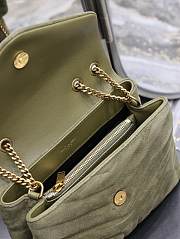 YSL Loulou Shoulder Bag Suede Green Gold 25cm - 5