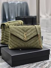 YSL Loulou Shoulder Bag Green Suede Gold 32x22x11cm - 1
