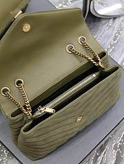 YSL Loulou Shoulder Bag Green Suede Gold 32x22x11cm - 6