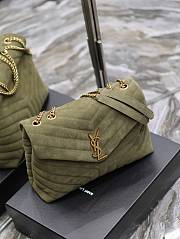 YSL Loulou Shoulder Bag Green Suede Gold 32x22x11cm - 4