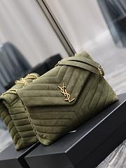 YSL Loulou Shoulder Bag Green Suede Gold 32x22x11cm - 2